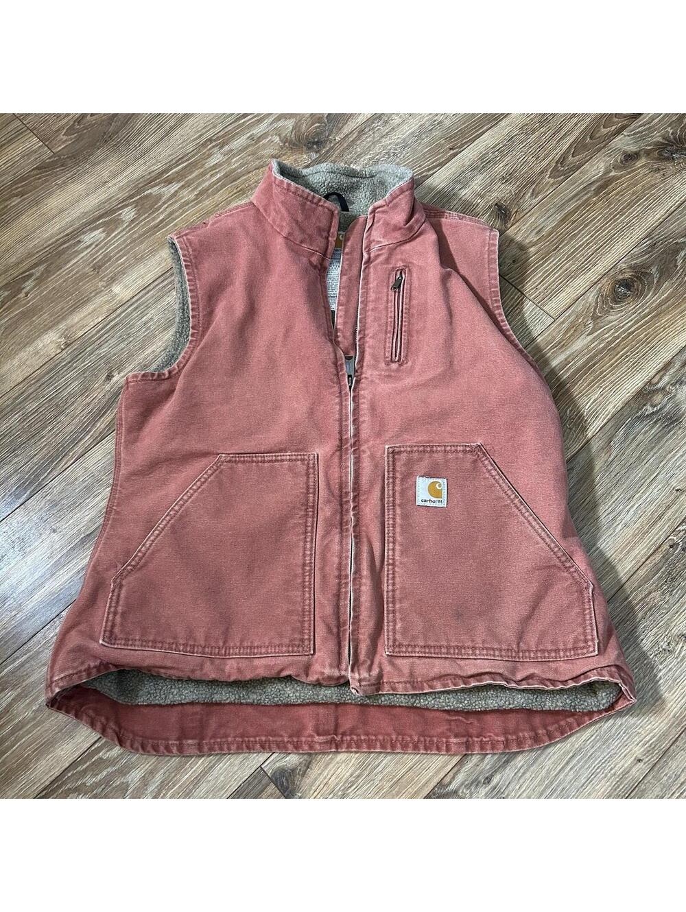 Carhartt WOMENS WV001 VRS  Sherpa Lined Work Wear Vintage Rose  Vest Large